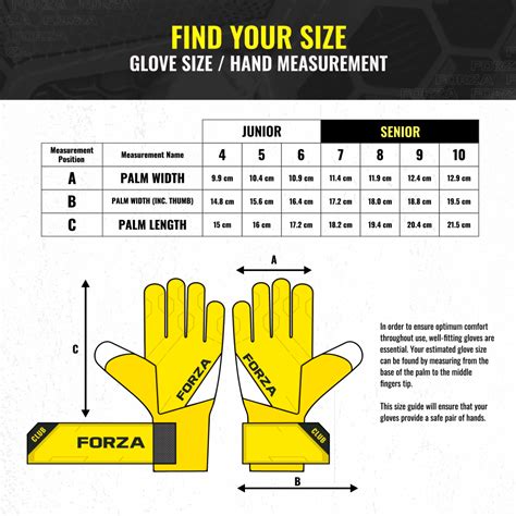 goalie glove size chart